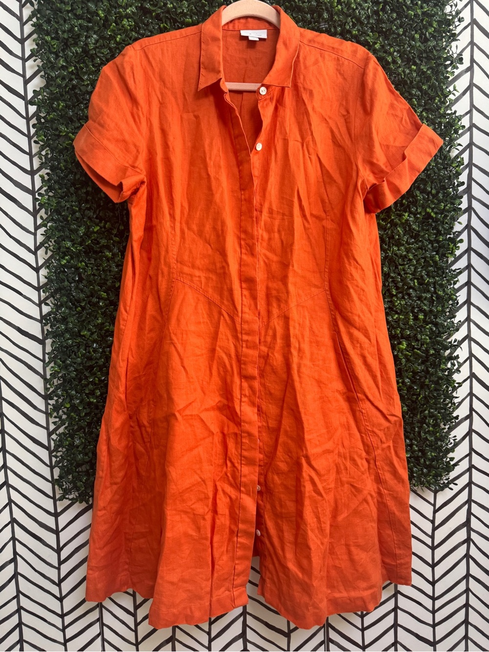 J. Jill love linen Orange Short-Sleeve Shirt Dress